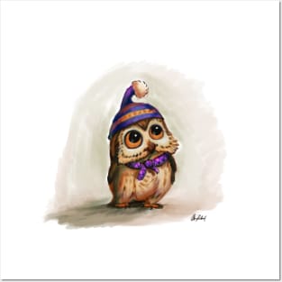 Owl with hat Posters and Art